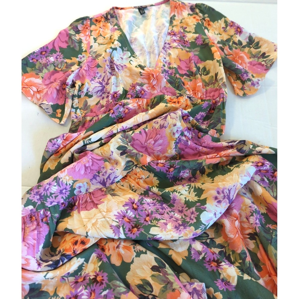 Nobody's Child Maxi Dress US4 Floral Tiered Flutter Sleeve Cottage Chic Prairie